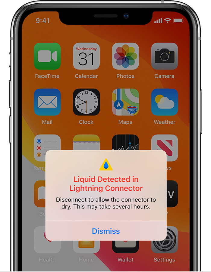 西丰苹果手机维修分享iPhone 12 在充电时出现 “闪电接口检测到液体”的提示怎么办 